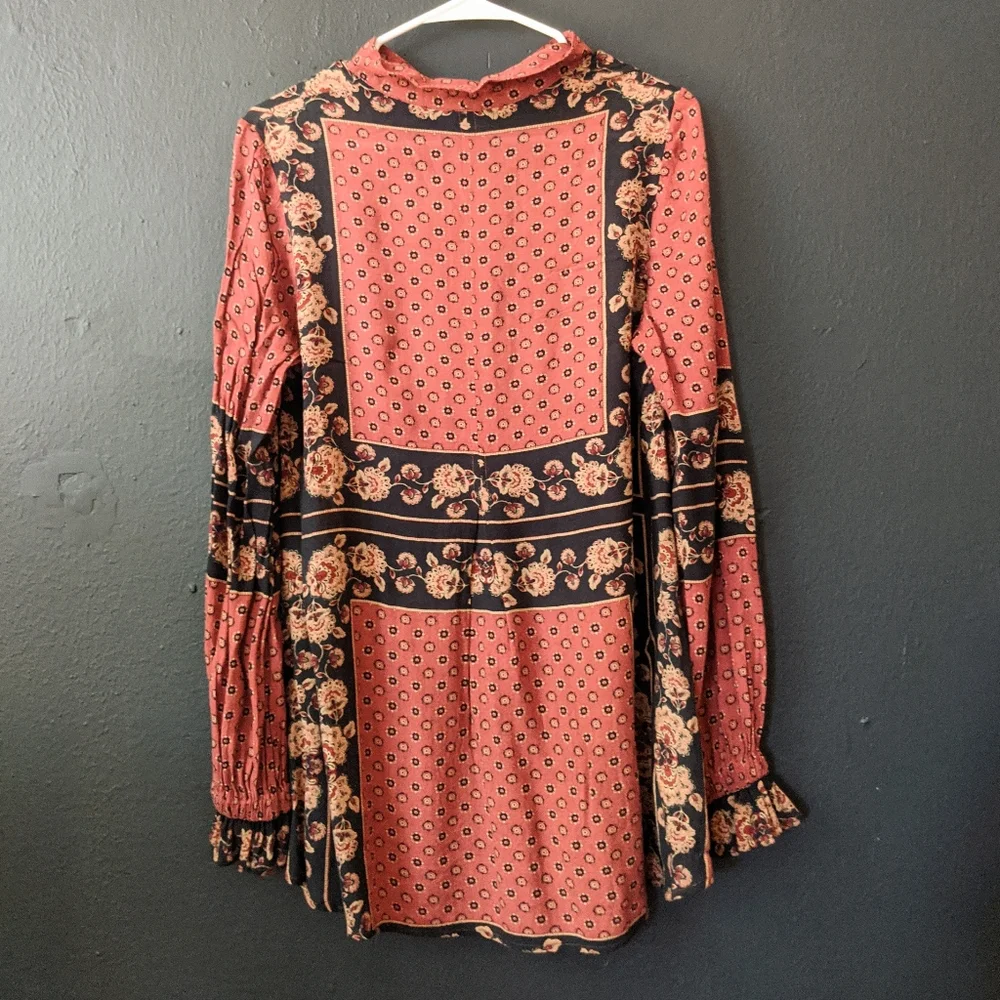 Free People Boho Western Floral Tunic Top